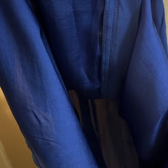 NWT H&M Royal Blue Sleeveless Front Zipper Pleat Cinch Waist Dress 2 - Picture 4 of 9